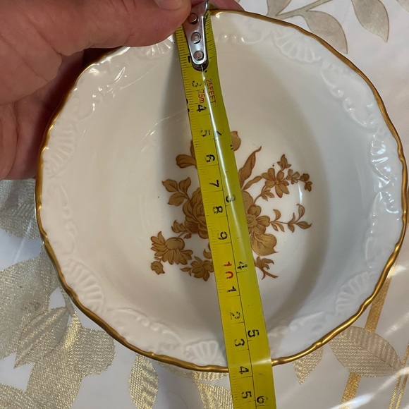 VINTAGE LIMOGES FRANCE PEDESTAL CANDY/NUT DISH GOLD AND ROSE DESIGN - Picture 5 of 8